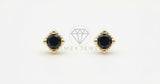Arete de Lujo - 106527 - Broquel CZ Negra - Oro Laminado 18K