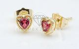 Arete de Lujo - 106529 - Broquel Corazon CZ Clara y Rosa - Oro Laminado 18K