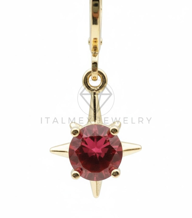 Arete de Lujo - 106531 - Huggie Sol CZ Rosa - Oro Laminado 18K