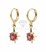 Arete de Lujo - 106531 - Huggie Sol CZ Rosa - Oro Laminado 18K