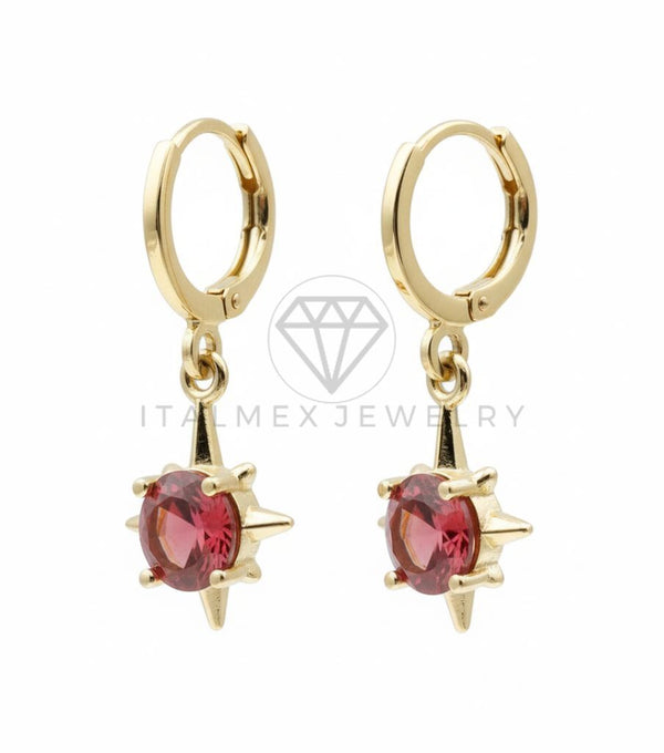 Arete de Lujo - 106531 - Huggie Sol CZ Rosa - Oro Laminado 18K