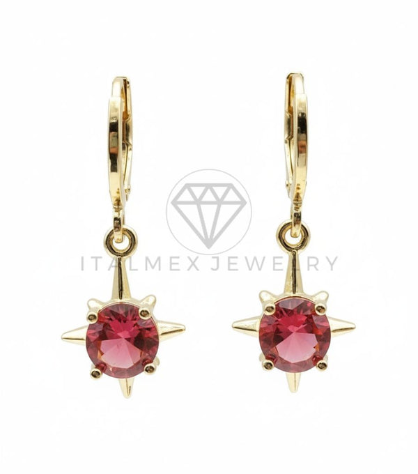 Arete de Lujo - 106531 - Huggie Sol CZ Rosa - Oro Laminado 18K