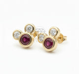 Arete de Lujo - 106532 - Broquel Inspirado Mickey CZ Clara y Rosa - Oro Laminado 18K