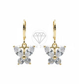Arete de Lujo - 106536 - Huggie Mariposa CZ Clara - Oro Laminado 18K