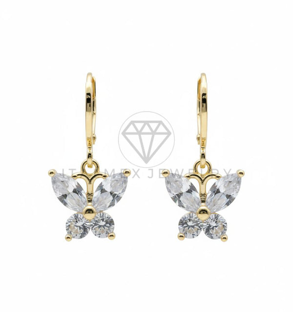 Arete de Lujo - 106536 - Huggie Mariposa CZ Clara - Oro Laminado 18K