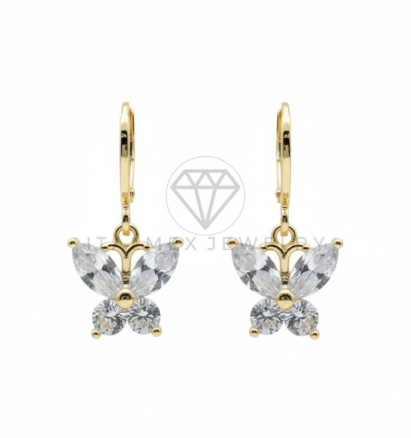 Arete de Lujo - 106536 - Huggie Mariposa CZ Clara - Oro Laminado 18K