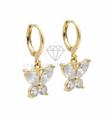 Arete de Lujo - 106536 - Huggie Mariposa CZ Clara - Oro Laminado 18K