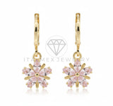 Arete de Lujo - 106540 - Huggie Flor CZ Rosa - Oro Laminado 18K