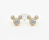 Arete de Lujo - 106542 - Broquel Inspirado Mickey CZ Clara - Oro Laminado 18K
