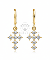 Arete de Lujo - 106546 - Huggie Cruz CZ Clara - Oro Laminado 18K