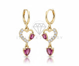 Arete de Lujo - 106552 - Huggie Corazones CZ Clara y Rosa - Oro Laminado 18K