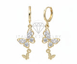 Arete de Lujo - 106553 - Huggie Mariposas CZ Clara - Oro Laminado 18K