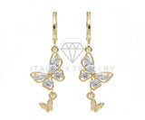 Arete de Lujo - 106553 - Huggie Mariposas CZ Clara - Oro Laminado 18K