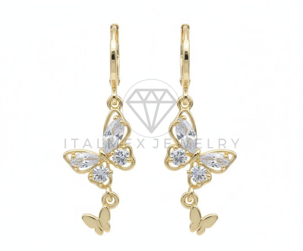 Arete de Lujo - 106553 - Huggie Mariposas CZ Clara - Oro Laminado 18K