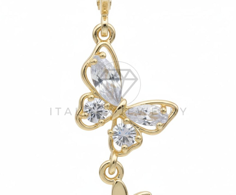 Arete de Lujo - 106553 - Huggie Mariposas CZ Clara - Oro Laminado 18K