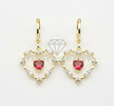 Arete de Lujo - 106556 - Huggie Corazones CZ Clara y Rosa - Oro Laminado 18K