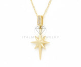 Collar Elegante - 106557 - Collar Estilo "North Star" con CZ Clara - Oro Laminado 18K