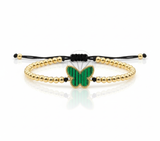 Pulsera de Lujo - 106635 - Pulsera Ajustable Mariposa Verde Estilo Diseñador Europeo - Oro Laminado 18K