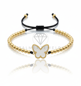 Pulsera de Lujo - 106636 - Pulsera Ajustable Mariposa Blanca - Oro Laminado 18K
