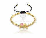 Pulsera de Lujo - 106637 - Pulsera Ajustable Elefante CZ Rosa - Oro Laminado 18K