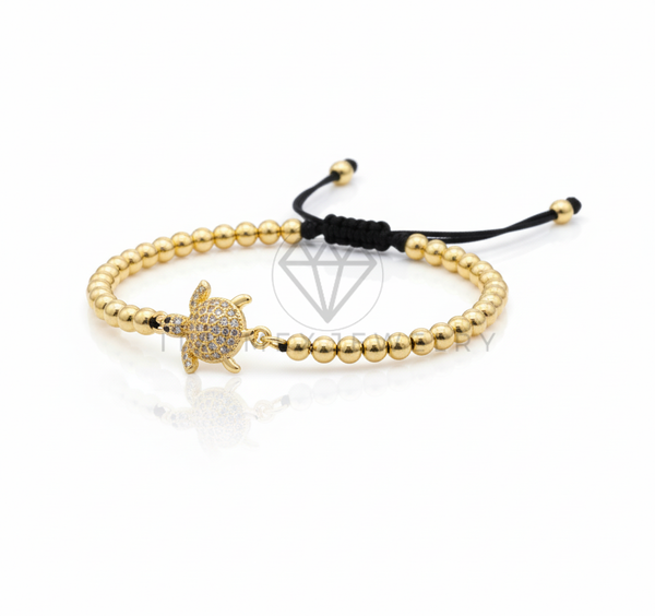 Pulsera de Lujo - 106638 - Pulsera Ajustable Tortuga CZ Clara - Oro Laminado 18K