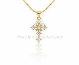 Collar Elegante - 106645 - Collar Cruz con Perlitas - Oro Laminado 18K