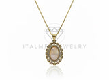 Collar Elegante - 106648 - Collar Ovalado Blanco CZ Clara - Oro Laminado 18K