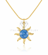 Collar Elegante - 106649 - Collar Sol Azul - Oro Laminado 18K