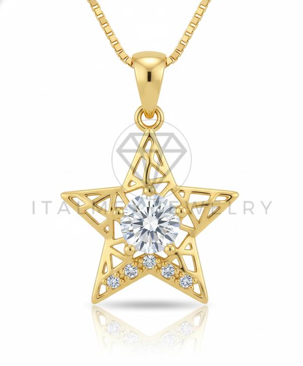 Collar Elegante - 106650 - Collar Estrella CZ Clara - Oro Laminado 18K