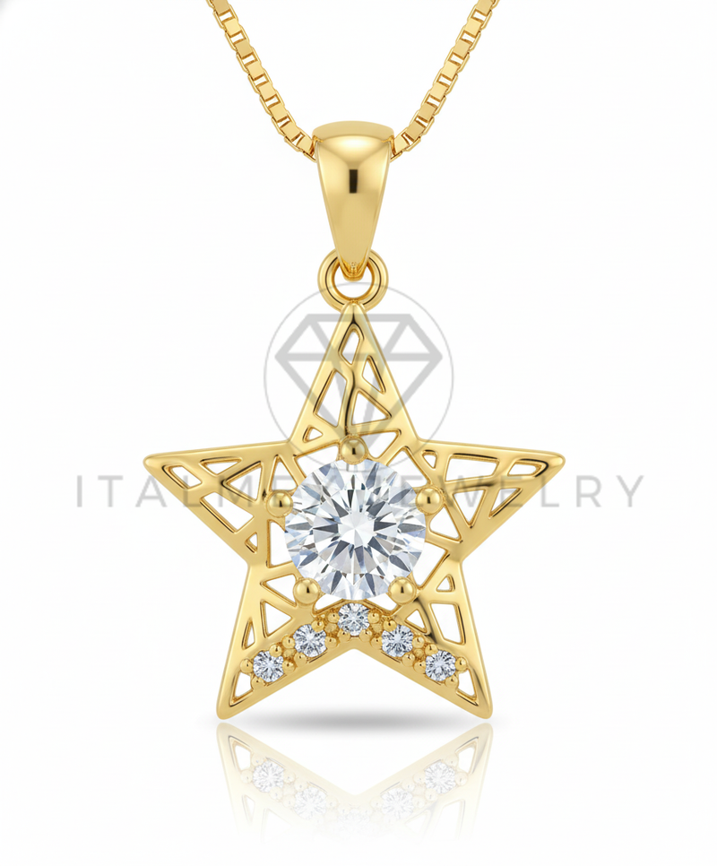 Collar Elegante - 106650 - Collar Estrella CZ Clara - Oro Laminado 18K