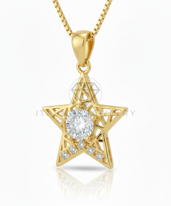 Collar Elegante - 106650 - Collar Estrella CZ Clara - Oro Laminado 18K