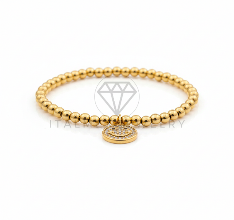 Pulsera de Lujo - 106651 - Pulsera Carita Feliz CZ Clara - Oro Laminado 18K