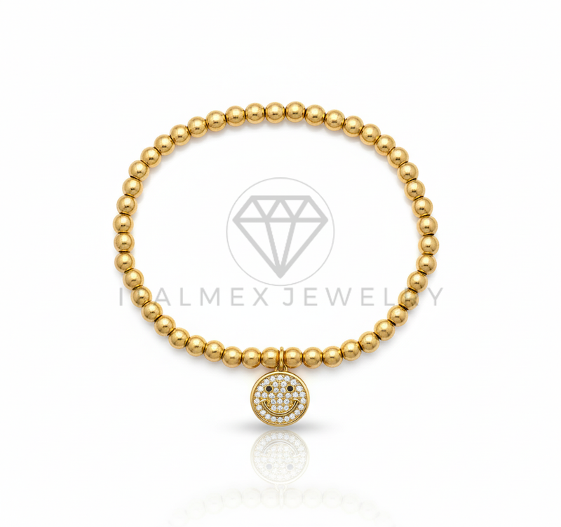 Pulsera de Lujo - 106651 - Pulsera Carita Feliz CZ Clara - Oro Laminado 18K