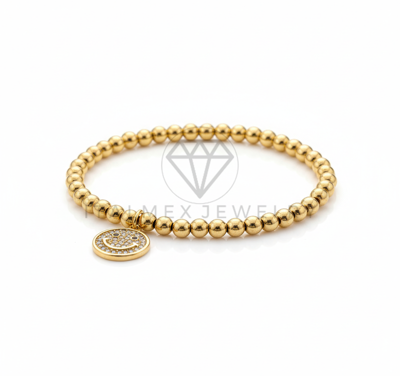 Pulsera de Lujo - 106651 - Pulsera Carita Feliz CZ Clara - Oro Laminado 18K