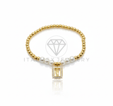 Pulsera de Lujo - 106652 - Pulsera San Judas con Perlitas CZ Clara - Oro Laminado 18K