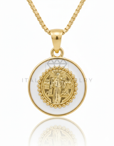 Collar Elegante - 106657 - Collar San Benito Blanco - Oro Laminado 18K