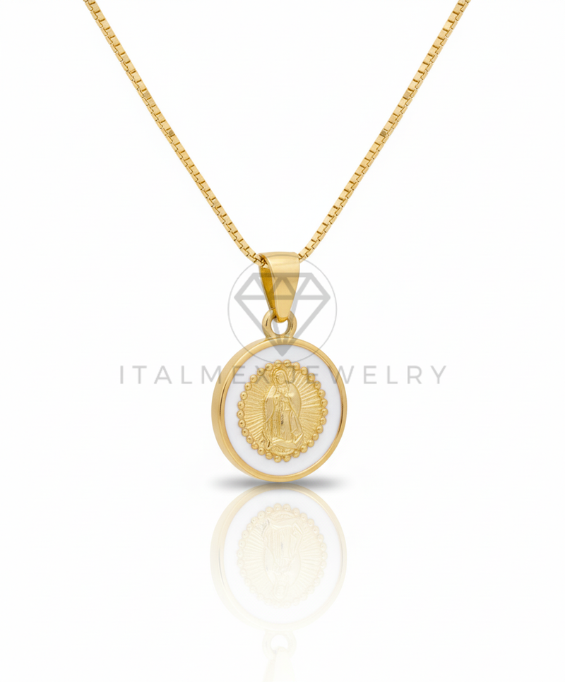 Collar Elegante - 106658 - Collar Virgen de Guadalupe Blanca - Oro Laminado 18K