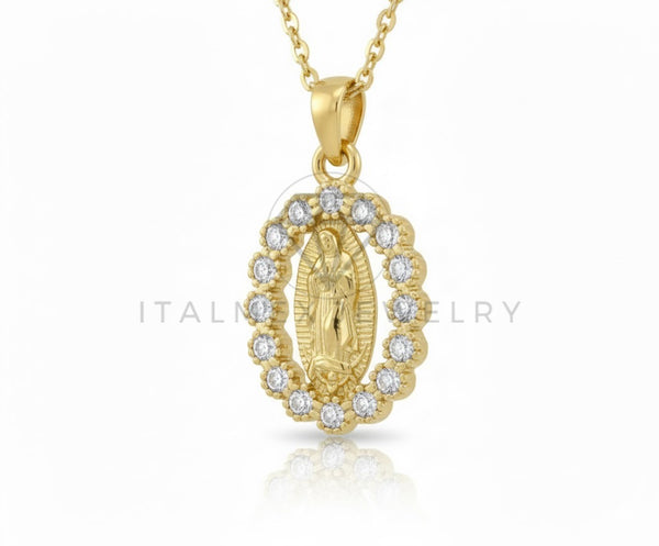 Collar Elegante - 106659 - Collar Virgen de Guadalupe CZ Clara - Oro Laminado 18K