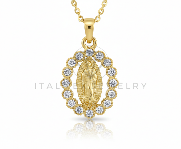 Collar Elegante - 106659 - Collar Virgen de Guadalupe CZ Clara - Oro Laminado 18K