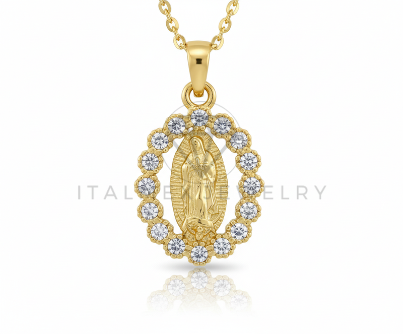 Collar Elegante - 106659 - Collar Virgen de Guadalupe CZ Clara - Oro Laminado 18K
