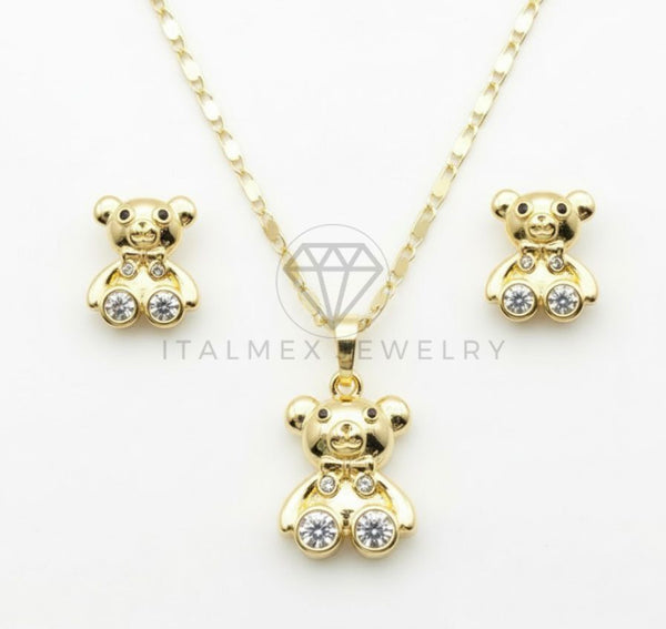 Juego de Lujo - 106661 - Juego Osito con CZ Clara - Oro Laminado 18K