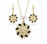 Juego de Lujo - 106664 - Juego Virgen de Guadalupe CZ Negra - Oro Laminado 18K