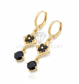 Arete de Lujo - 106670 - Huggie CZ Negra - Oro Laminado 18K