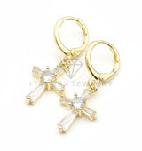 Arete de Lujo - 106671 - Huggie Cruz CZ Clara - Oro Laminado 18K