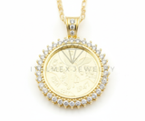 Collar Elegante - 106673 - Collar Centenario de 50 Pesos con CZ Clara - Oro Laminado 18K