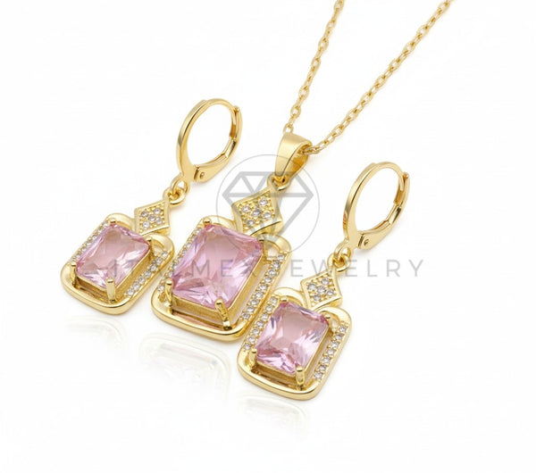 Juego de Lujo - 106674 - Juego CZ Rosa y Clara - Oro Laminado 18K
