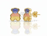 Arete de Lujo - 106680 - Broquel Osito Colores - Oro Laminado 18K