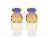 Arete de Lujo - 106680 - Broquel Osito Colores - Oro Laminado 18K