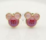 Arete de Lujo - 106681 - Broquel Minnie Rosita - Oro Laminado 18K