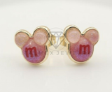 Arete de Lujo - 106681 - Broquel Minnie Rosita - Oro Laminado 18K